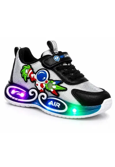Adidasi cu lumini LED pentru baieti - Cosmonaut - Piele ecologica - Multicolor - Multicolor