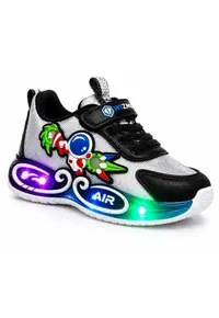 Adidasi cu lumini LED pentru baieti - Cosmonaut - Piele ecologica - Multicolor - Multicolor