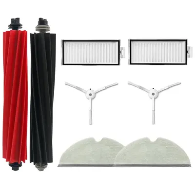 Set accesorii PAA-home compatibile cu Roborock Q8 max Alb, 2 perii centrale, 2 filtre, 2 perii laterale si 2 lavete