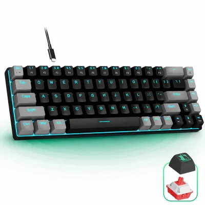 Tastatura Mecanica Gaming Timebox, Red Swtich, 60%, Lumini LED, Negru Gri - Default Title