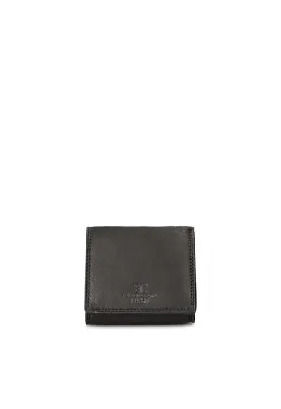 Portofel din piele cu model monograma in relief Ereton Elite - Negru