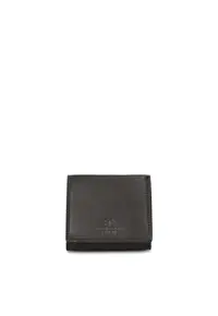 Portofel din piele cu model monograma in relief Ereton Elite - Negru