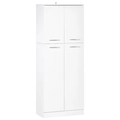 HOMCOM Dulap Compact cu Rafturi Ajustabile, 2 Compartimente, Design Modern, 59x31x155 cm, Alb | Aosom Romania