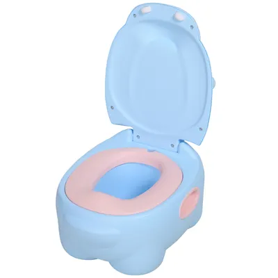 Olita pentru Copii HOMCOM, Design Hipopotam, Plastic Rezistent, Dimensiuni 40x30x23cm, Ideală pentru Învățarea Toaletării | Aosom Romania