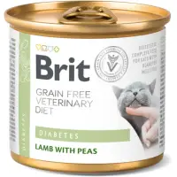 BRIT VD Diabetes, Miel, dietă veterinară, conservă hrană umedă fără cereale pisici, diabet, (în aspic), 200g
