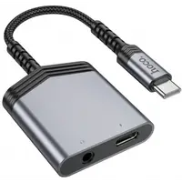 Adaptor Audio USB-C - USB-C / 3.5mm HOCO LS39, Negru