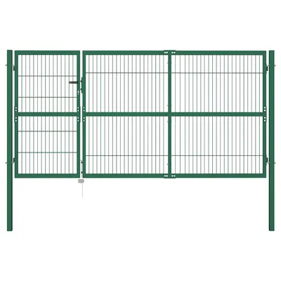 vidaXL Poartă de gard de grădină cu stâlpi 350x140 cm, oțel, verde