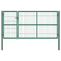 vidaXL Poartă de gard de grădină cu stâlpi 350x140 cm, oțel, verde