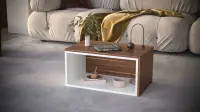 Măsuță de cafea, culoare Nuc & Alb – design modern, compact și versatil