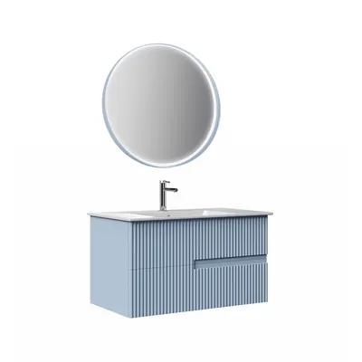 Set mobilier baie Orka Moonlight suspendat 3 piese albastru deschis 70 cm