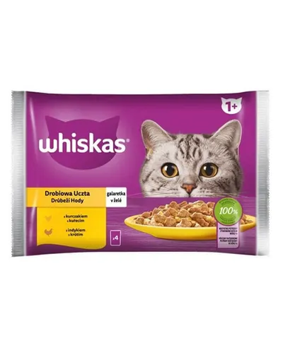 WHISKAS hrana pisica la plic in aspic 4x85g curcan si pui