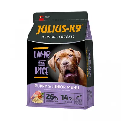 Julius K9 Puppy - Hrana uscata premium, hipoalergenica - Miel si Orez - 12kg