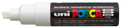 Marker permanent Uniball Posca pe baza de apa – Alb, 8.0 mm