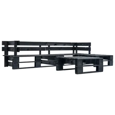 vidaXL Set mobilier de grădină din paleți, 4 piese, negru, lemn