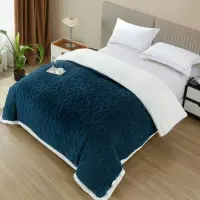 Patura Cocolino tip Tricotaj cu Blanita Sherpa, 200x230 cm – Confort si Eleganta de la Johny Home Pucioasa, Bleumarin