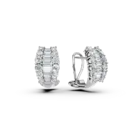 Cercei din aur alb cu diamante baguette si rotunde de 1.46ct