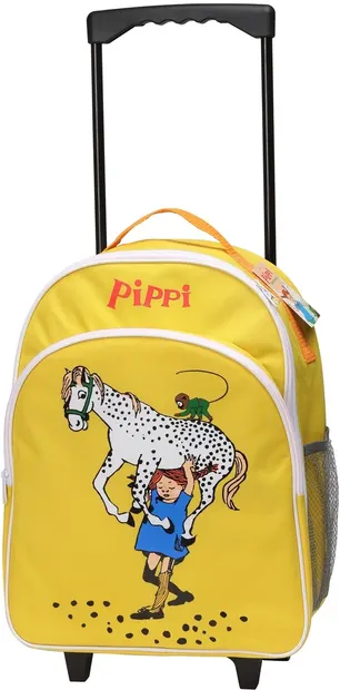 Ghiozdan pentru gradiniță cu roți Pippi - Pippi și calul preferat, galben