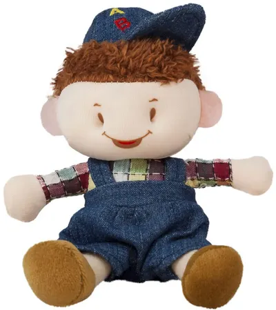 Păpușă moale Amek toys - Băiat în haine din denim, 12 cm