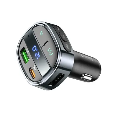 Adaptor Modulator FM, Incarcare cu 2 porturi, Hoco E70, 1 x USB + 1 x type-C Negru Engros