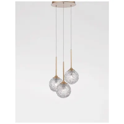 Lampa suspendata MIRANO Clear Structured Sticla & Brushed Auriu Otel LED G9 3x5 Wat 230 Volt IP20