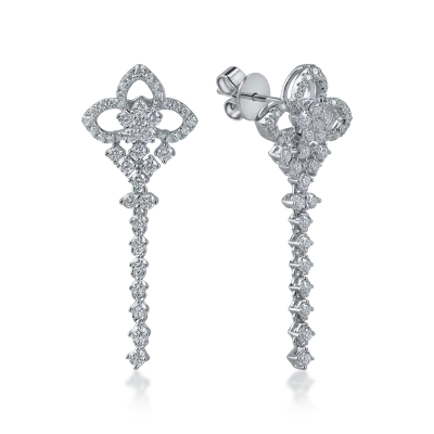 Cercei din aur alb cu diamante de 1.242ct