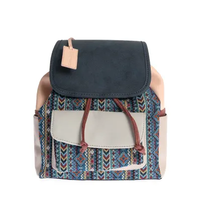 Rucsac casual multicolor cu imprimeu etnic si design modern