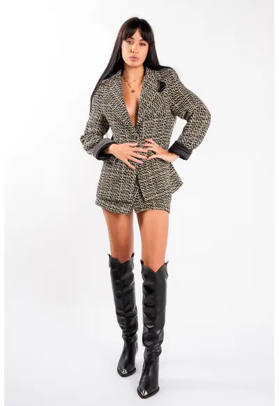 Sacou din tweed black