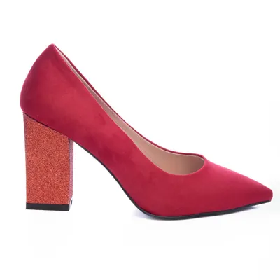 Pantofi Eleganti din Piele Ecologica Intoarsa cu model si toc Gros CRL0727