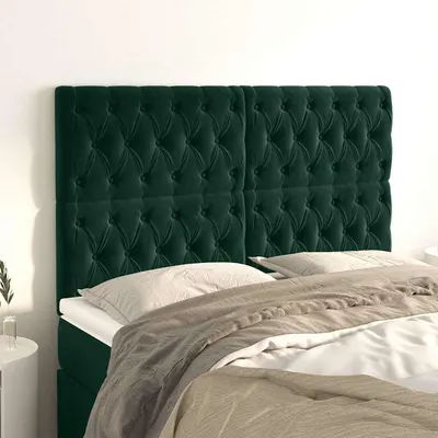 vidaXL Tăblie de pat verde închis 160x7x118/128 cm catifea