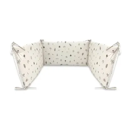 Aparatoare pentru patut, MimiNu, Din bumbac certificat Oeko Tex Standard 100, 180x30 cm, Cu panglici, Leaves
