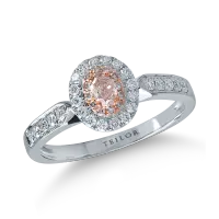 Inel din aur alb-roz cu diamante transparente de 0.34ct si diamante roz ovale si rotunde de 0.21ct