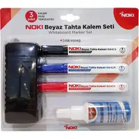 Set pentru tabla magnetica, 3 markere + burete + solutie curatare, Noki 1664SET