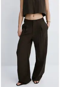 Pantaloni relaxed-fit din amestec de lyocell cu croiala dreapta - Maro inchis