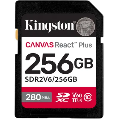 Card Memorie SDXC Kingston Canvas React Plus, 256Gb, Clasa 10 / UHS-2 U3 SDR2V6/256GB