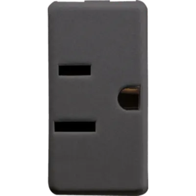 Usa Standard Priza 250/125v Ac - 2p+e 15a 125v - Flat Parallel Horizontal Plug - 1 Module - System Black