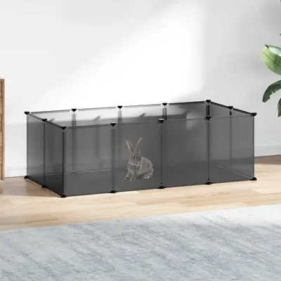 vidaXL Cușcă pentru animale mici, negru, 144x74x46,5 cm, PP și oțel