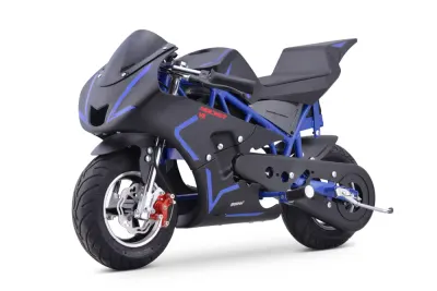 Motocicleta electrica pentru copii NITRO E-Pocketbike Rocket VX 6 800W 36V, culoare albastra