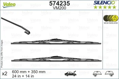 Lama stergator fata (2buc) Silencio 600 350mm potrivit OPEL KARL 01.15-03.19