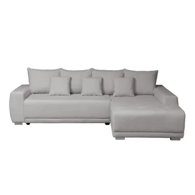 Coltar MARIBO L BUCLE extensibil, cu arcuri si lada depozitare, colt dreapta, gri cu nuante roz, 282x205x92 cm