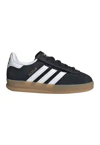 Pantofi sport Gazelle Indoor din piele intoarsa - Alb/Negru