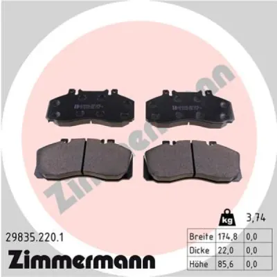 Set placute frana, frana disc ZIMMERMANN 29835.220.1