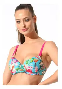 Sutien costum de baie DR572 verde imprimat - Multicolor