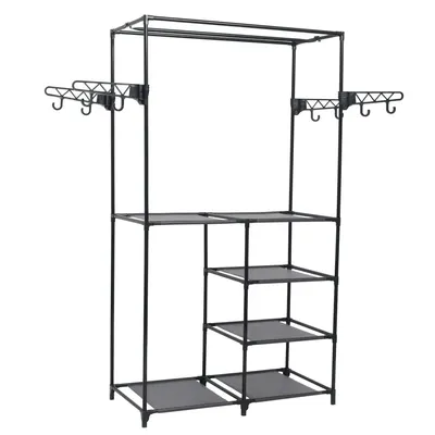 vidaXL Cuier haine, negru, 87 x 44 x 158 cm, oțel și material nețesut