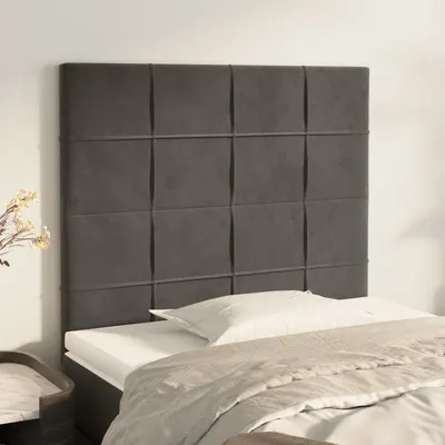 vidaXL Tăblie de pat gri închis 90x5x118/128 cm catifea