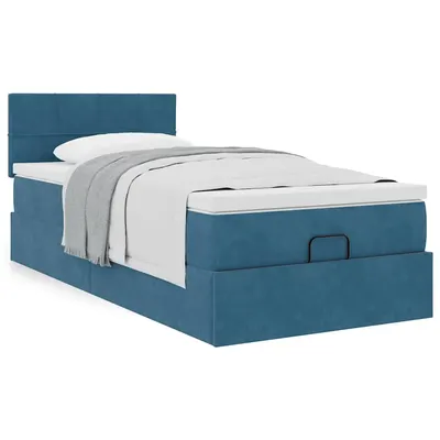 Gossi cadru de pat otoman cu saltea albastru inchis 100x200cm catifea