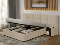 Pat Tapitat Cico de 190 rabatabil 287 x 114 C2 din piele/stofa Bej - Falcone 102 180x190