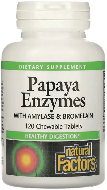 Papaya Enzymec with Amylase & Bromelain, 120 comprimate masticabile, Natural Factors