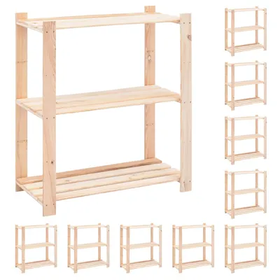 vidaXL Etajere cu 3 niveluri, 10 buc., 80x38x90 cm, pin masiv, 150 kg