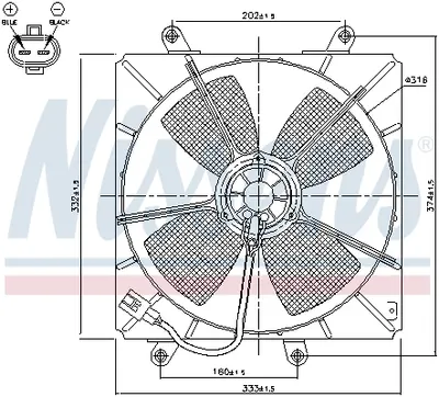 Ventilator radiator (cu carcasa) potrivit TOYOTA CARINA E VI 1.6 1.8 2.0 04.92-09.97