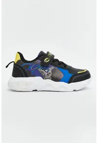 Pantofi sport cu sireturi elastice si imprimeu Batman - Negru/Galben/Albastru